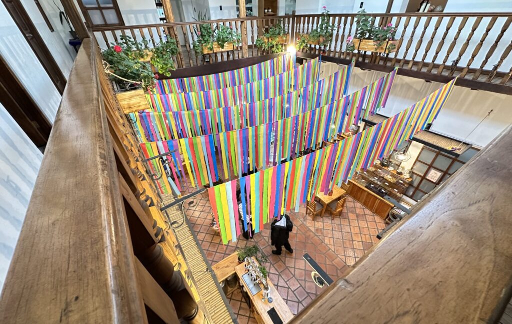 second story view looking down at a courtyard