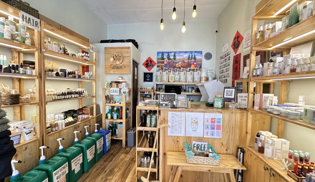 the inside of a shop