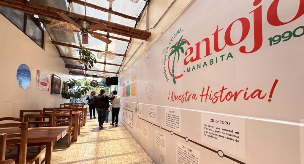 The entrance to Antojo Manbita restaurant in Quito Ecuador