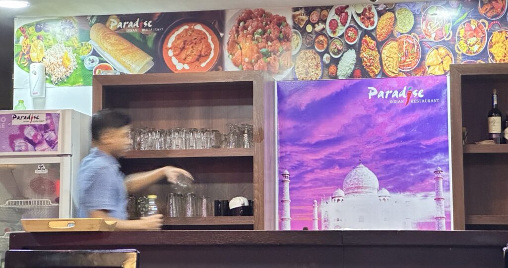 The counter at Paradise Indian Restaurant in Cuenca Ecuador