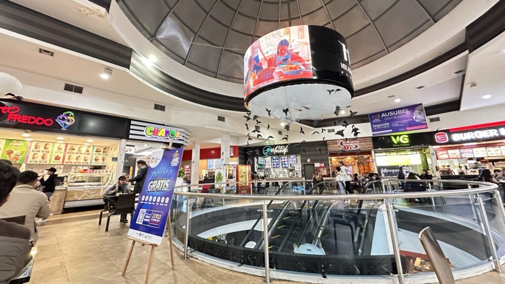 Escalators in a mall food court