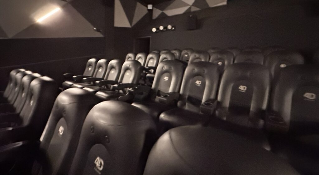 A 4D cinema with rows of chairs