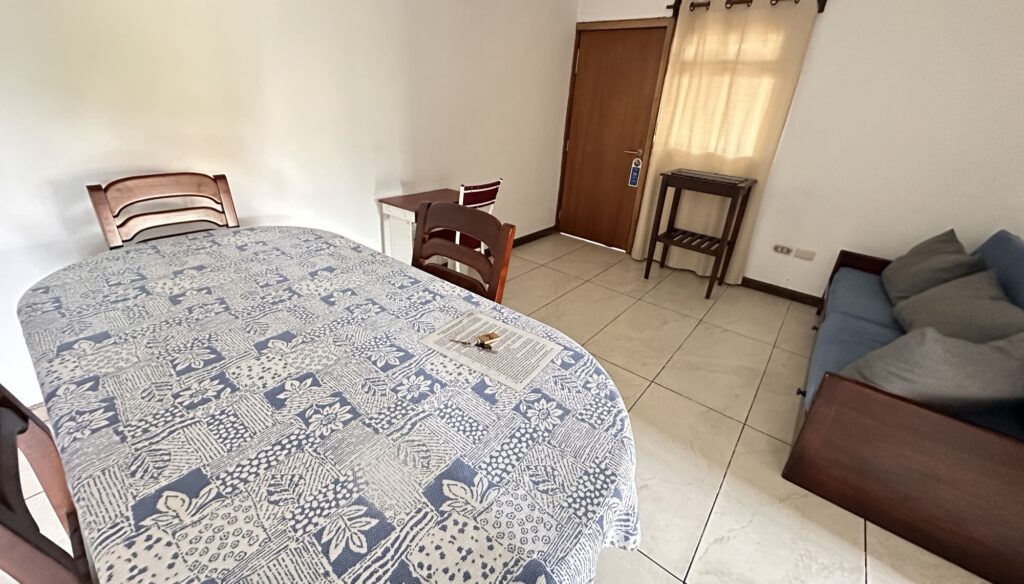 A dining room table and couch