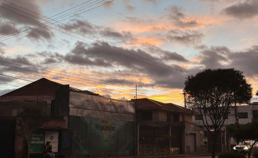 Sunset over buildings