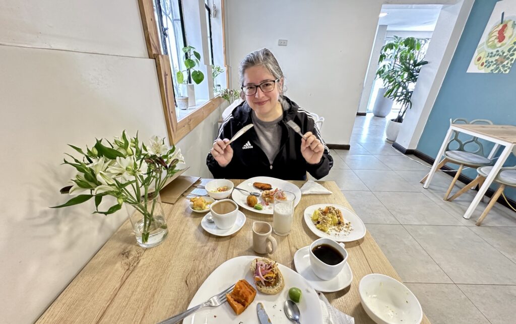 A woman enjoying a meal