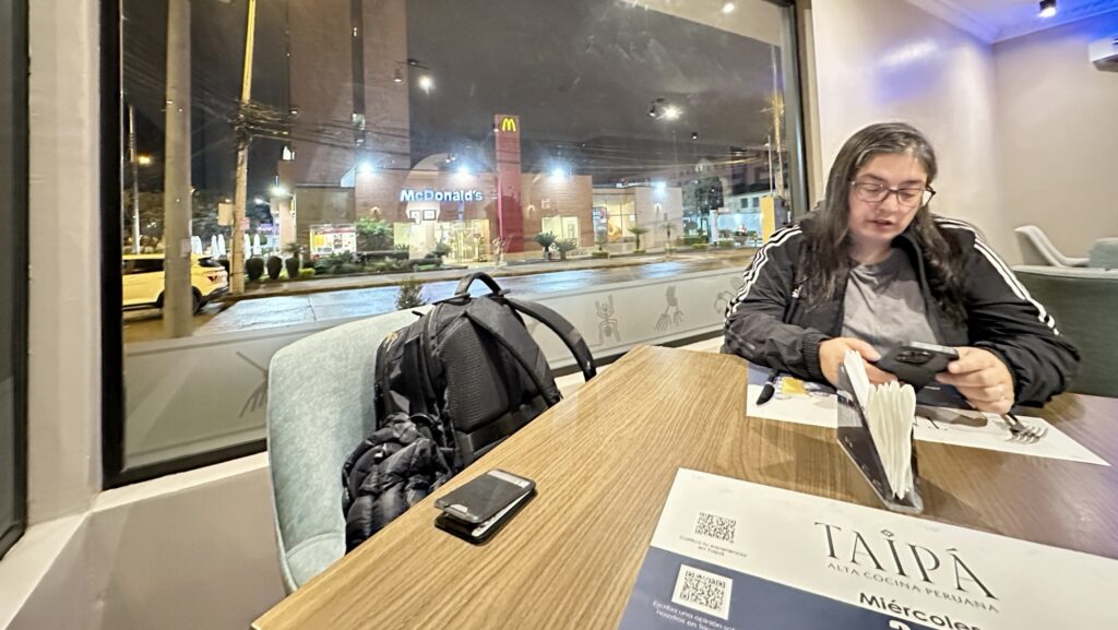 woman sitting at a table