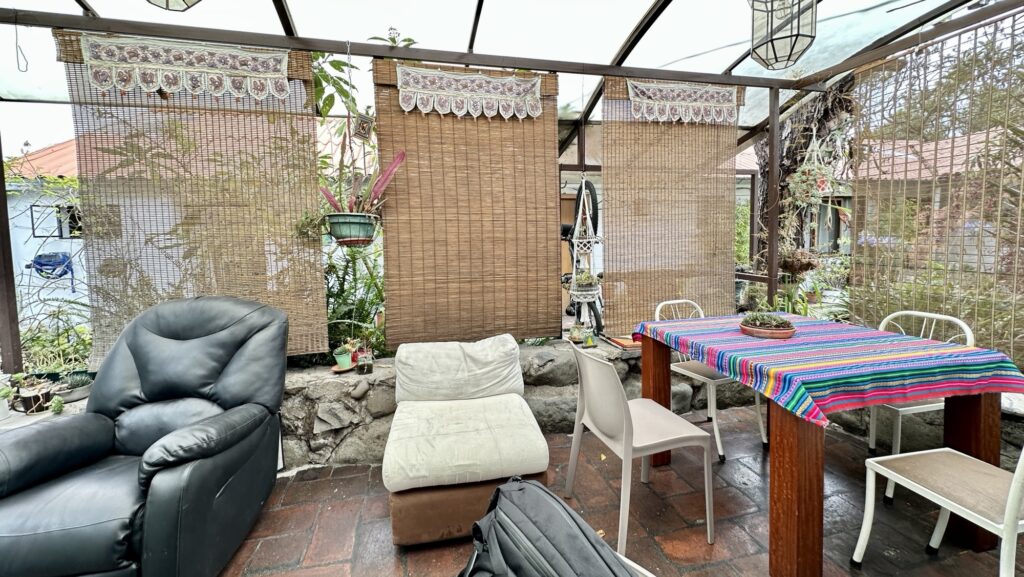 Seating in the courtyard