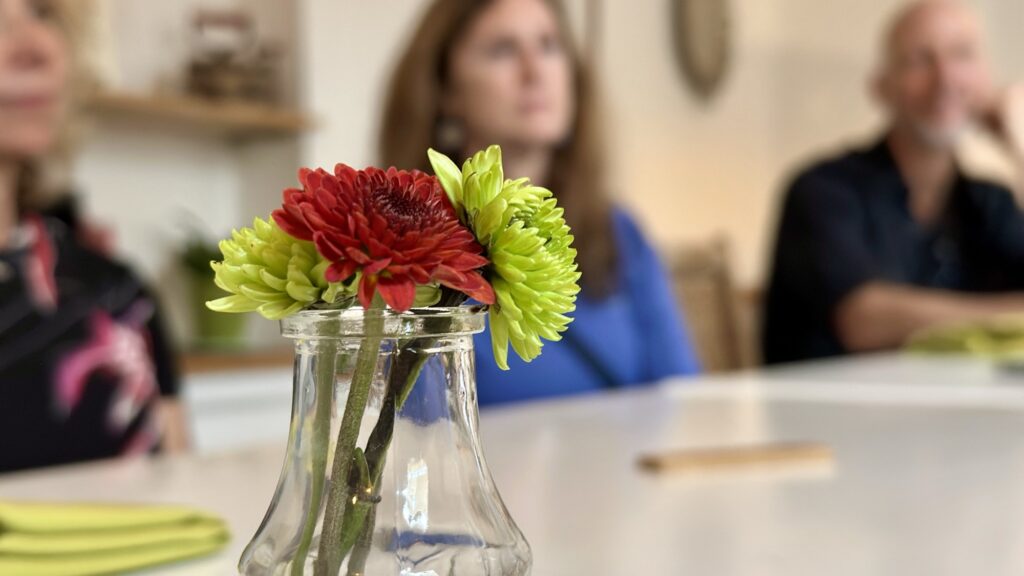 flowers on a dining table