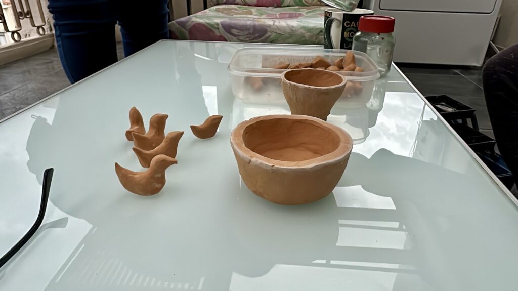 terracotta ceramics on a table
