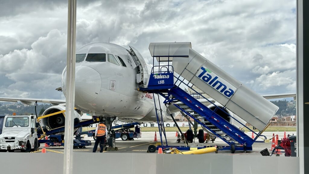 a plane with a stair