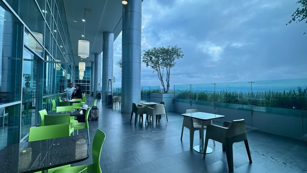 A view of the outside patio at the Quito airport