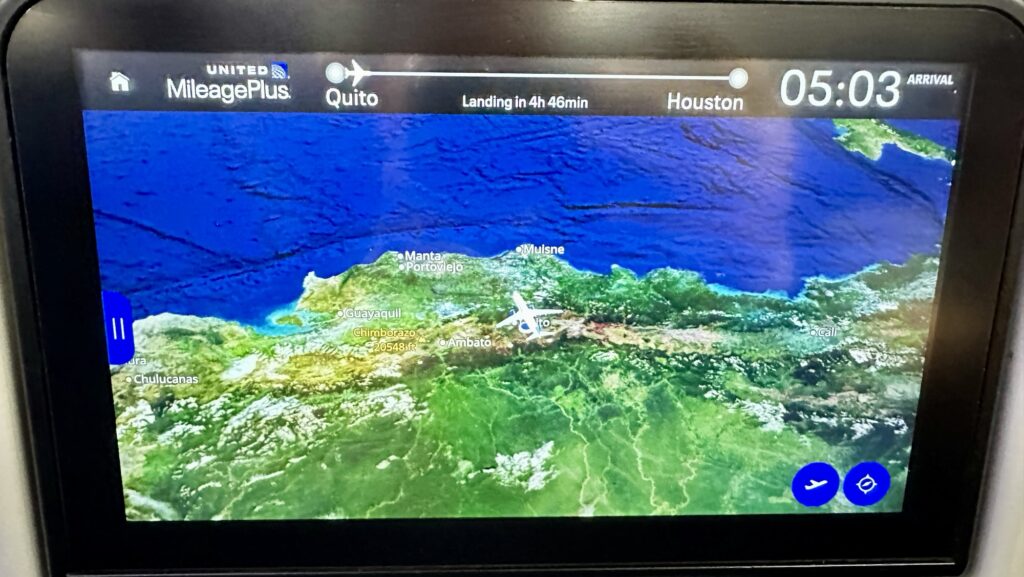 a flight map from Quito to Houston