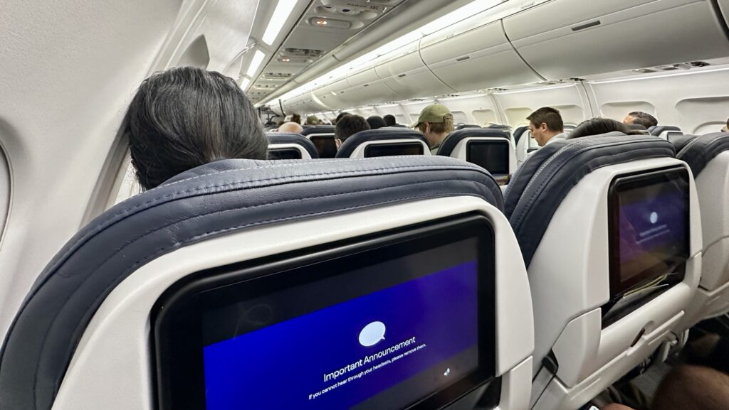 View from inside an airplane