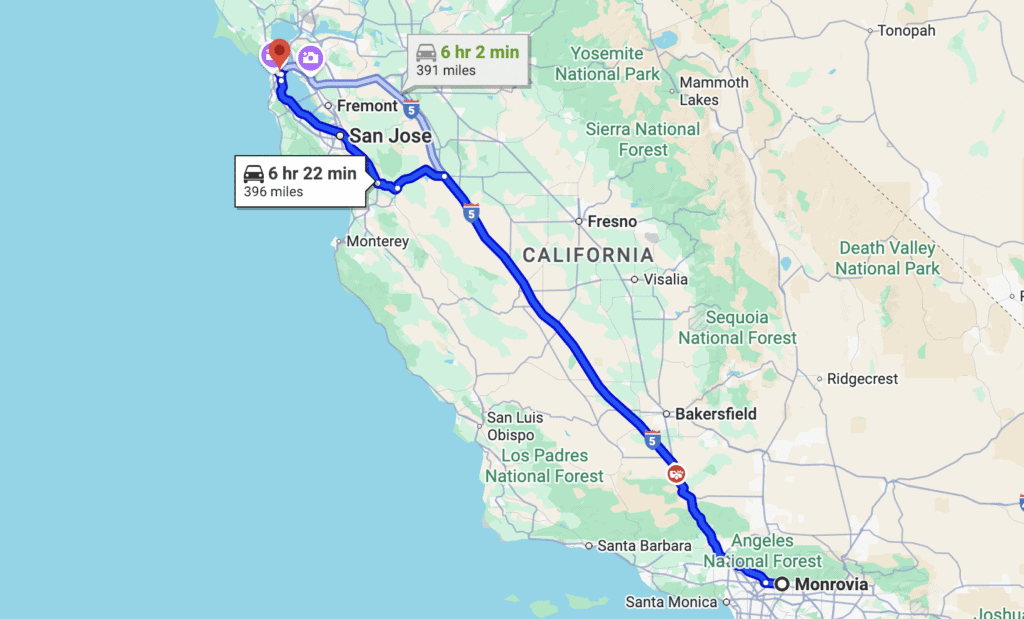 map from so cal to nor cal