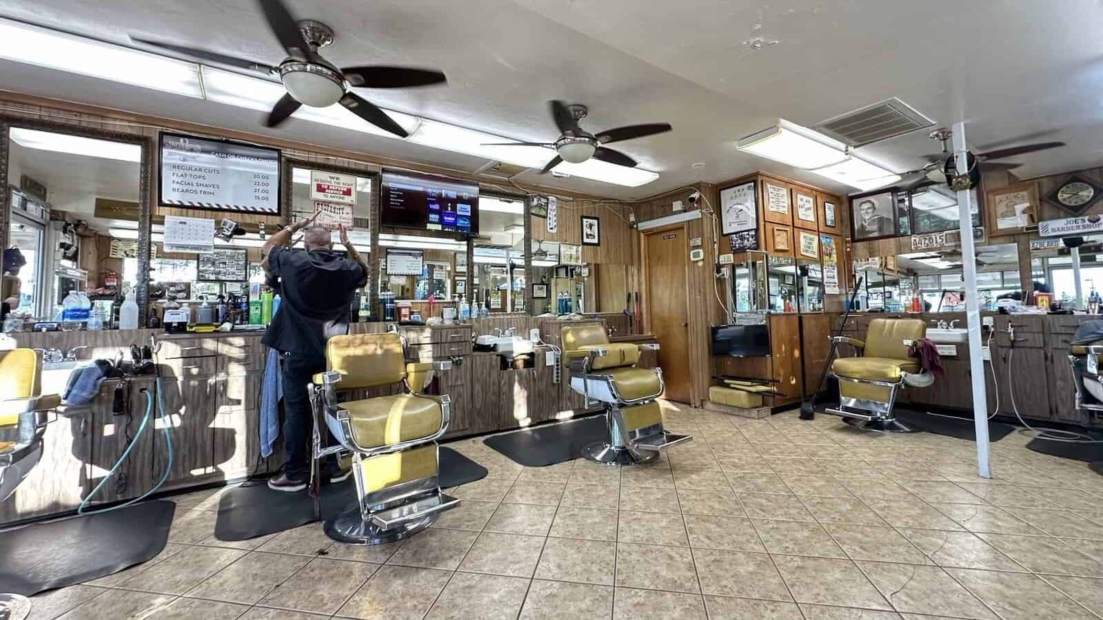 Inside of a barber's shop