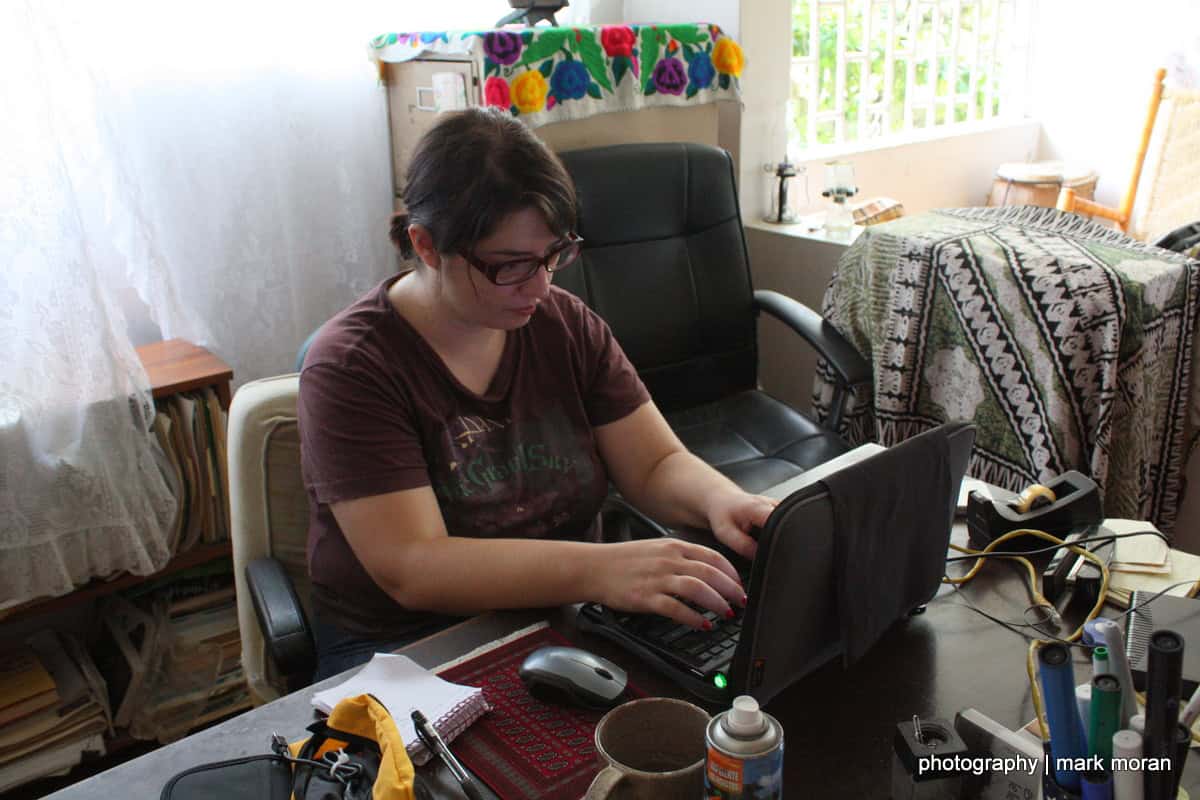 Ruhi checking e-mail (Day 2: Sun, 9/13)
